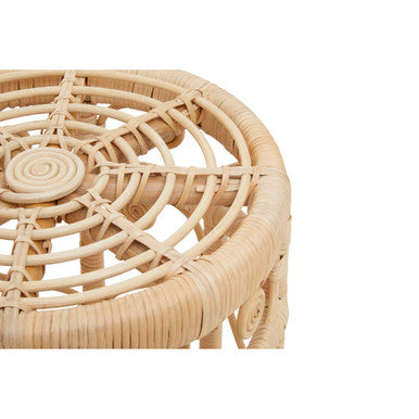 Natural Rattan Set Of Two Nesting Tables With Tight Weave Top & Scrolled Base, Mataram