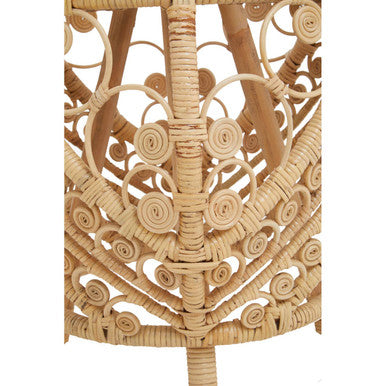 Large Natural Rattan Side Table With Tight Weave & Scrolled Detail, Mataram