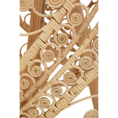 Large Natural Rattan Side Table With Tight Weave & Scrolled Detail, Mataram