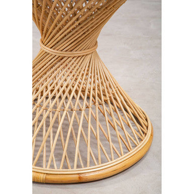 Natural Rattan Side Table With Twisted Base & Tight Weave Top, Mataram