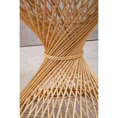 Natural Rattan Side Table With Twisted Base & Tight Weave Top, Mataram