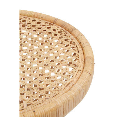 Natural Rattan Side Table With Twisted Base & Tight Weave Top, Mataram