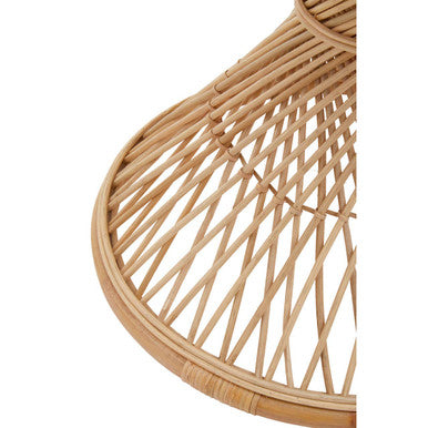 Natural Rattan Side Table With Twisted Base & Tight Weave Top, Mataram