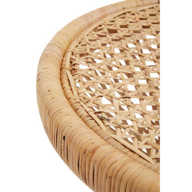 Natural Rattan Side Table With Twisted Base & Tight Weave Top, Mataram