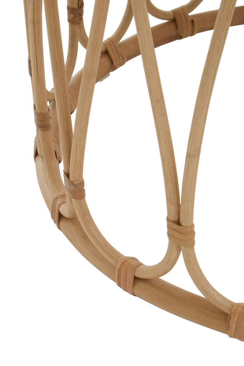 Natural Rattan Coffee Table With Open Weave Design & Webbing Round Top, Mataram