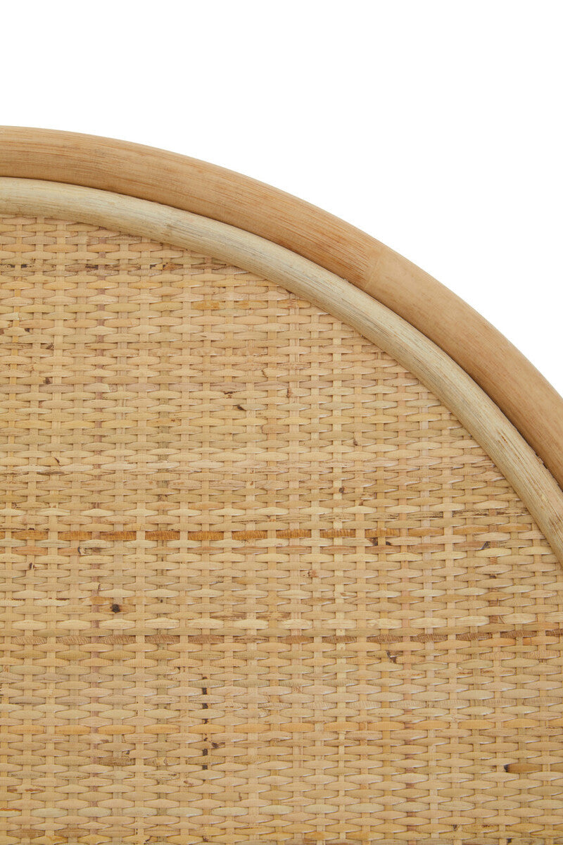 Natural Rattan Coffee Table With Open Weave Design & Webbing Round Top, Mataram