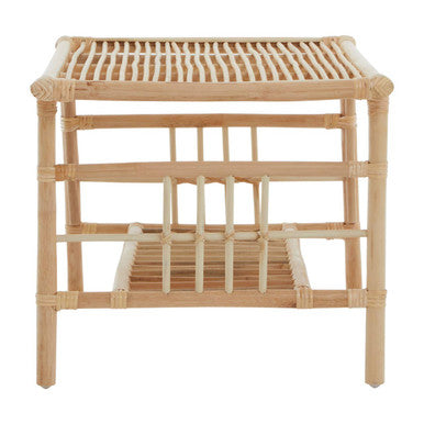 Natural Rattan Rectangular Coffee Table With Lower Storage Shelf, Mataram