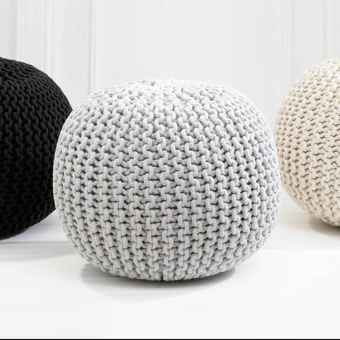 Kids Grey Knit Pouffe