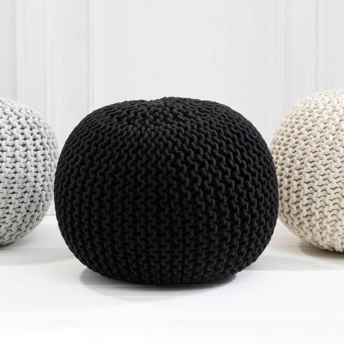 Kids Knit Black Pouffe
