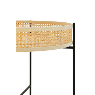 Natural Rattan Coffee Table With Black Cross Metal Base, Depok