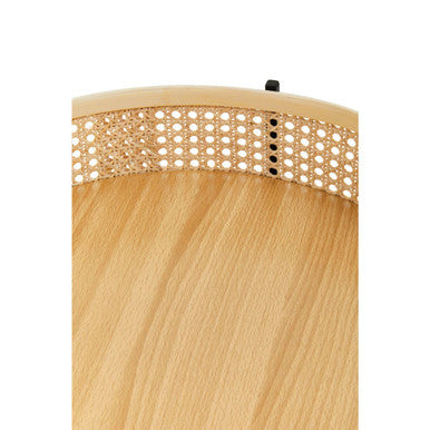 Natural Rattan Round Top Side Table With Black Metal Cross Base Legs, Depok