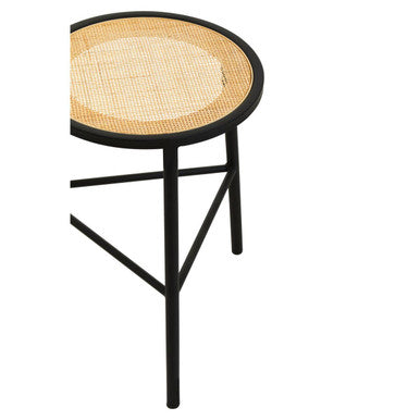 Depok Rattan Seat Stool With Metal Legs