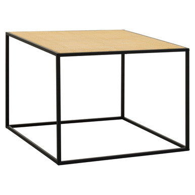 Natural Rattan Top & Black Metal Coffee Table, Depok