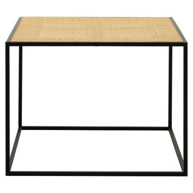 Natural Rattan Top & Black Metal Coffee Table, Depok