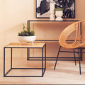 Natural Rattan Top & Black Metal Coffee Table, Depok