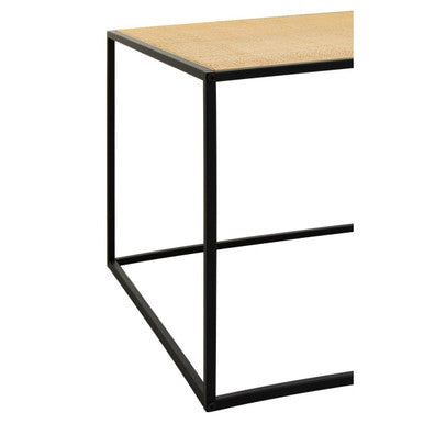 Natural Rattan Top & Black Metal Coffee Table, Depok