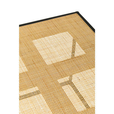 Natural Rattan Top & Black Metal Coffee Table, Depok