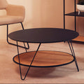 Black Wood Top Coffee Table With Metal Hairpin Legs, Depok