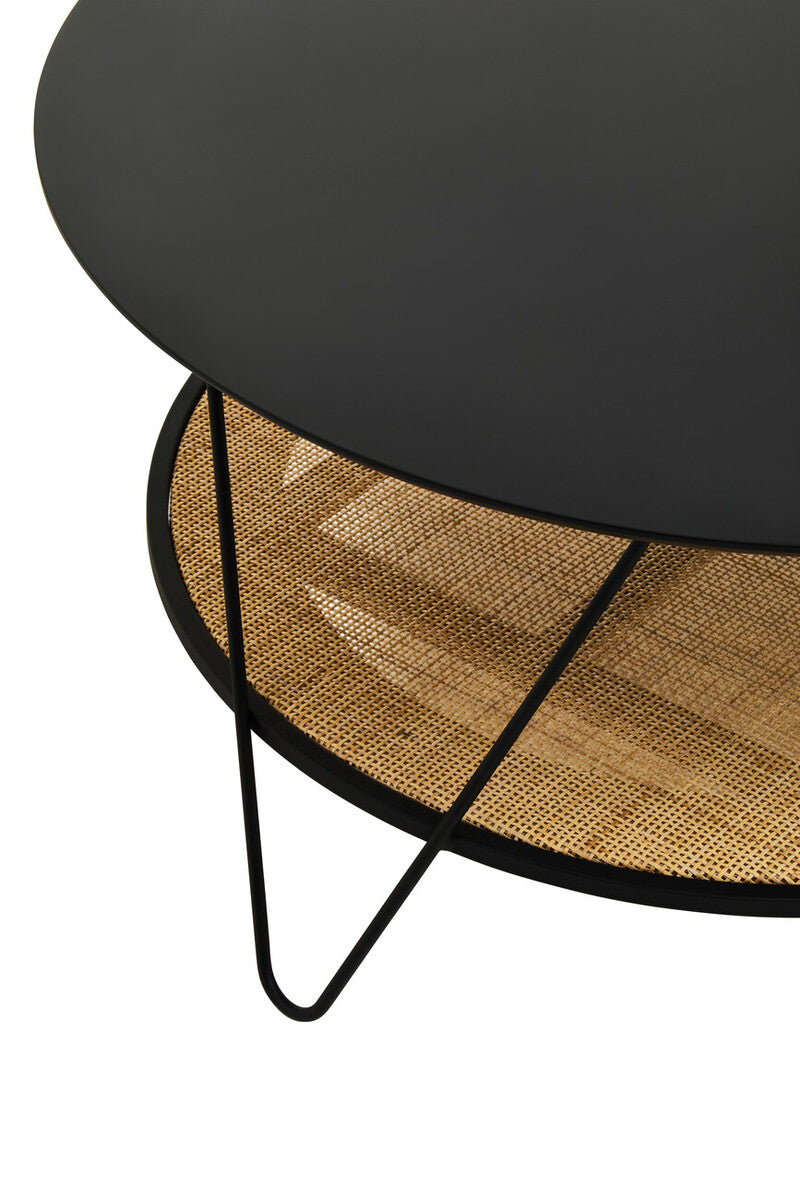 Black Wood Top Coffee Table With Metal Hairpin Legs, Depok