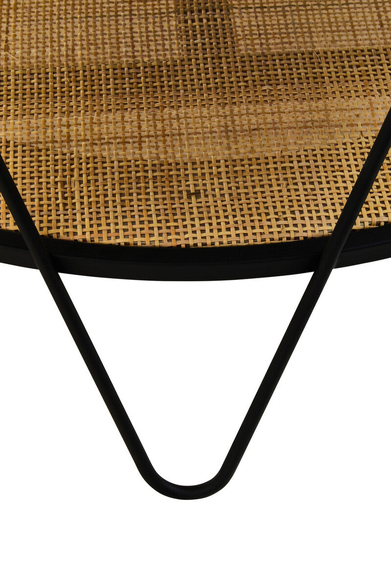 Black Wood Top Coffee Table With Metal Hairpin Legs, Depok