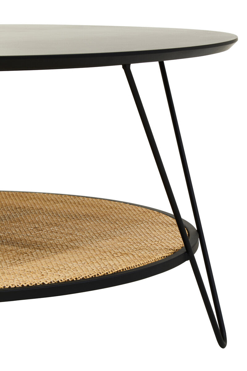 Black Wood Top Coffee Table With Metal Hairpin Legs, Depok