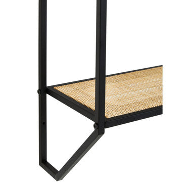 Depok Two Tier Rattan & Metal Wall Shelf
