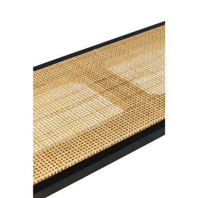 Depok Two Tier Rattan & Metal Wall Shelf