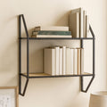 Depok Two Tier Rattan & Metal Wall Shelf
