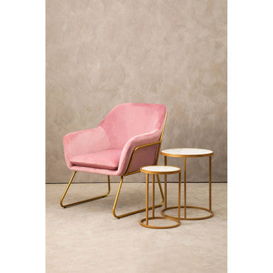 Colva White Marble & Gold Set Of Two Nesting Tables