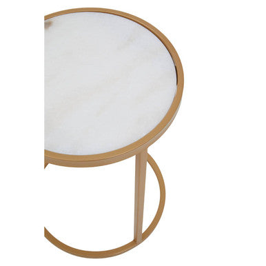 Colva White Marble & Gold Set Of Two Nesting Tables
