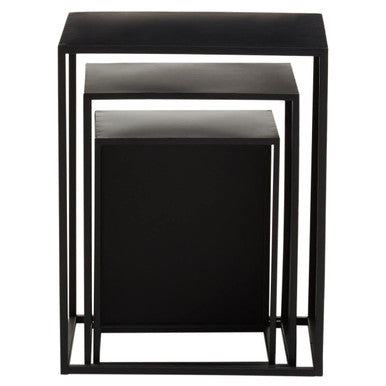 Set Of 3 Black Iron Rectangular Nesting Tables, Avento