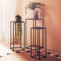 Set Of 3 Black Iron Rectangular Nesting Tables, Avento