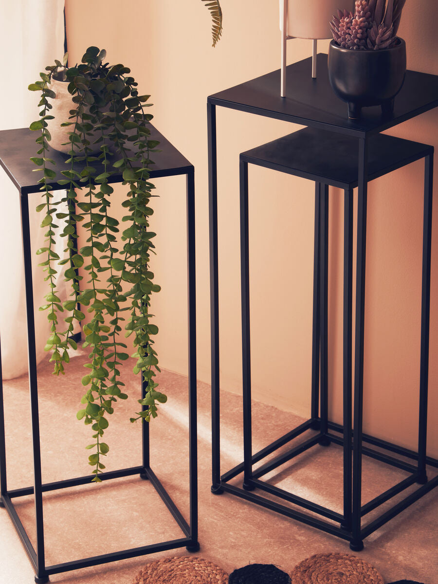 Set Of 3 Black Iron Rectangular Nesting Tables, Avento
