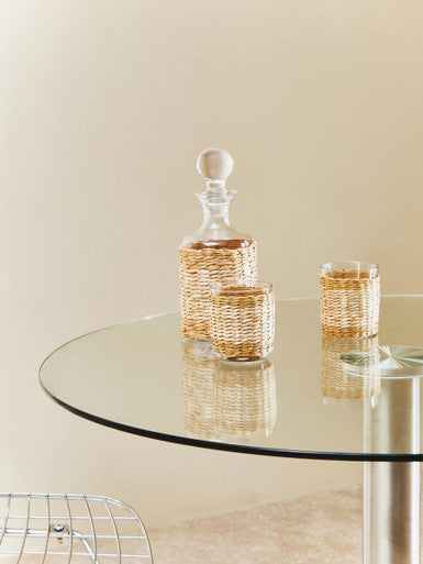 Clear Glass Round Dining Table With Silver Metal Base, Metropolitan