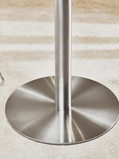 Clear Glass Round Dining Table With Silver Metal Base, Metropolitan