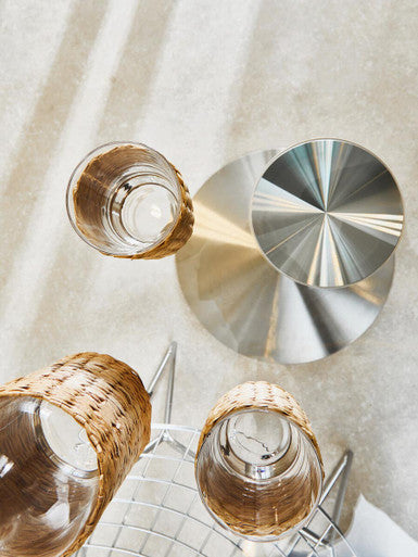 Clear Glass Round Dining Table With Silver Metal Base, Metropolitan