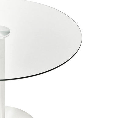 Clear Glass Round Dining Table With Silver Metal Base, Metropolitan