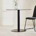 Matt Black Steel & Glass Top Round Dining Table, Metropolitan