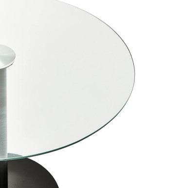 Matt Black Steel & Glass Top Round Dining Table, Metropolitan