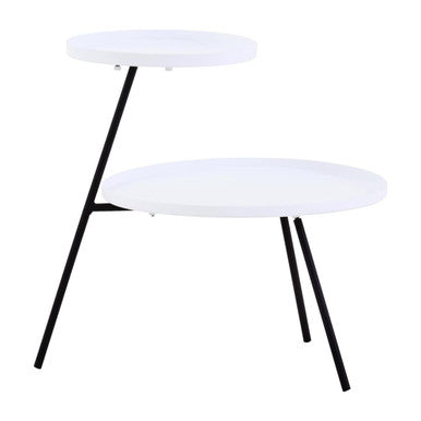 White Iron Tray Top & Black Iron Legs 2 Tie Side Table, Trosa