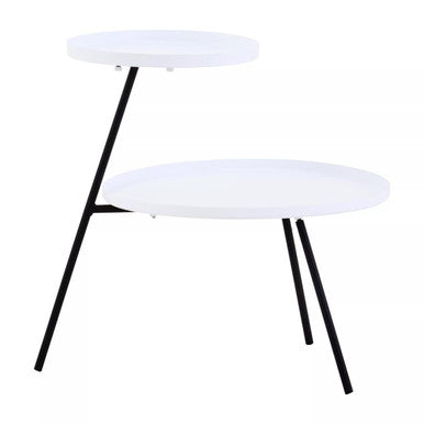 White Iron Tray Top & Black Iron Legs 2 Tie Side Table, Trosa