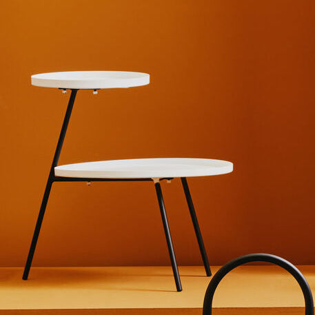 White Iron Tray Top & Black Iron Legs 2 Tie Side Table, Trosa