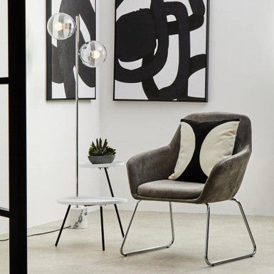 White Iron Tray Top & Black Iron Legs 2 Tie Side Table, Trosa