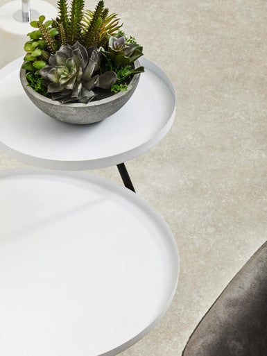 White Iron Tray Top & Black Iron Legs 2 Tie Side Table, Trosa