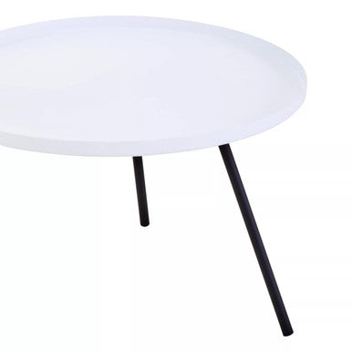 White Iron Tray Top & Black Iron Legs 2 Tie Side Table, Trosa