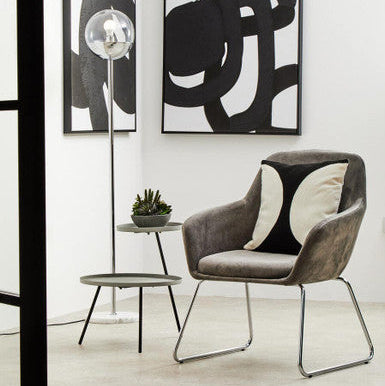 Grey Iron Tray Top & Black Iron Legs 2 Shelf Side Table, Trosa