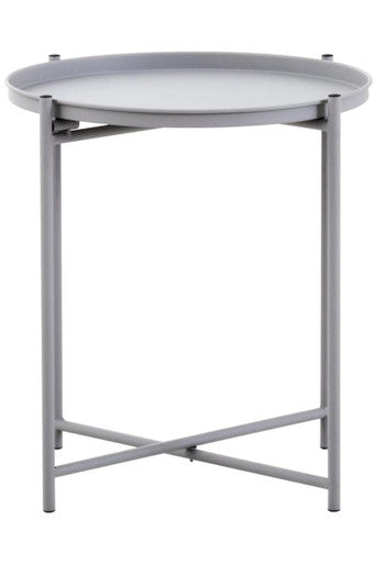 Grey Iron Round Side Table With Slender Metal Legs, Trosa