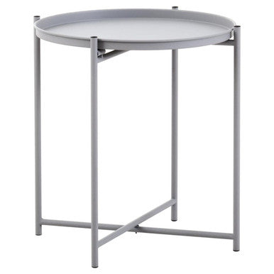 Grey Iron Round Side Table With Slender Metal Legs, Trosa