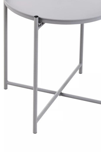 Grey Iron Round Side Table With Slender Metal Legs, Trosa