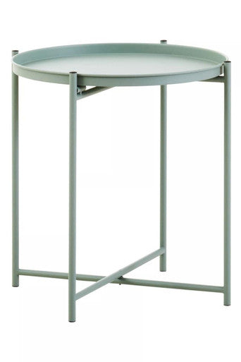 Green Iron Round Side Table With Slender Metal Legs, Trosa